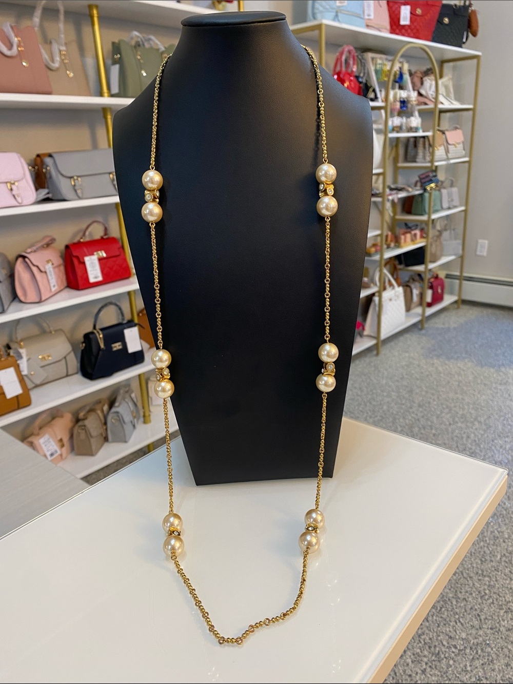 J crew Gold Pearl Accent Long Necklace - Women's Jewelry